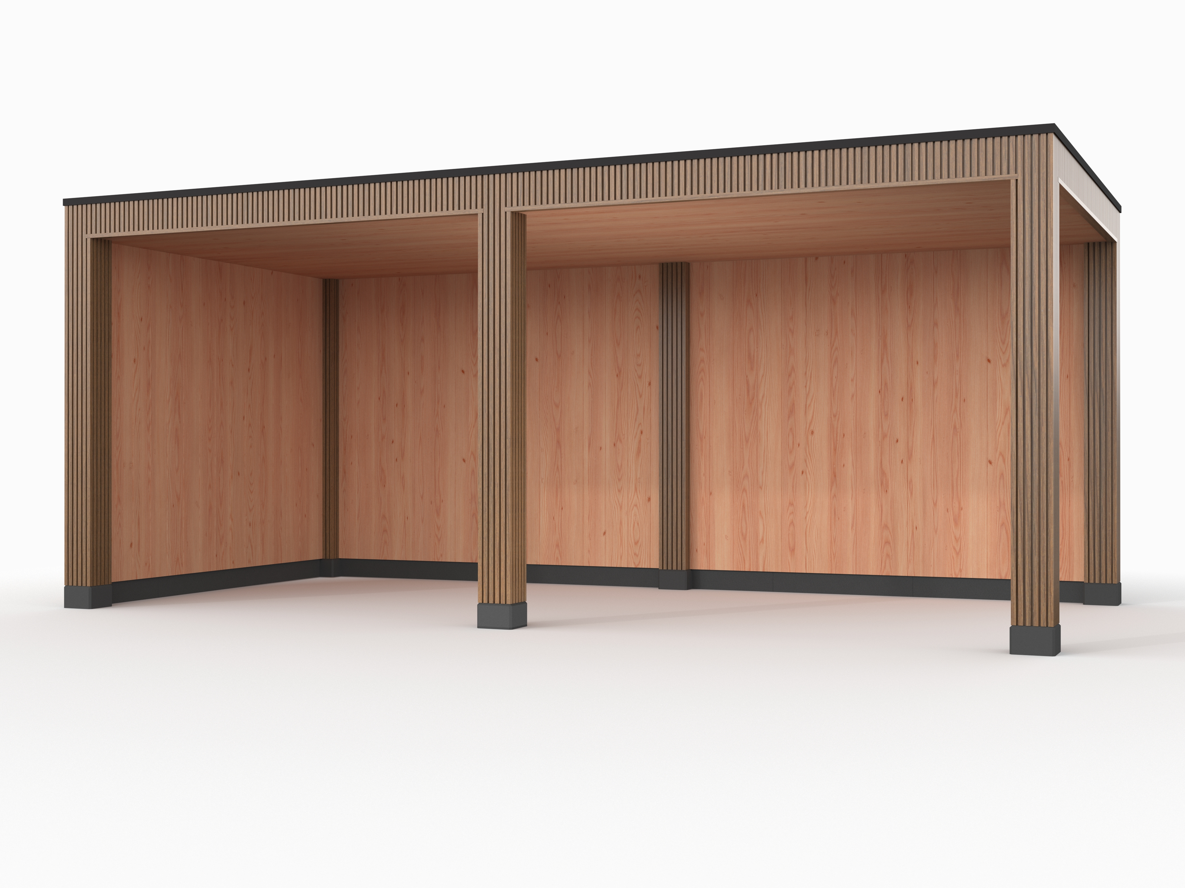 Douglas overkapping, 600 x 300, met achterwand en zijwand, Westwood Rhombus Teak - Afbeelding 1